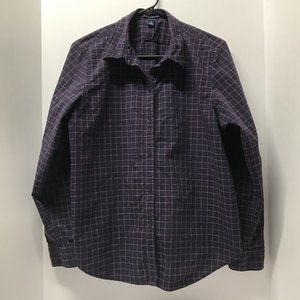 Chaps Navy / Maroon / White Plaid Long Sleeve Button Down Shirt